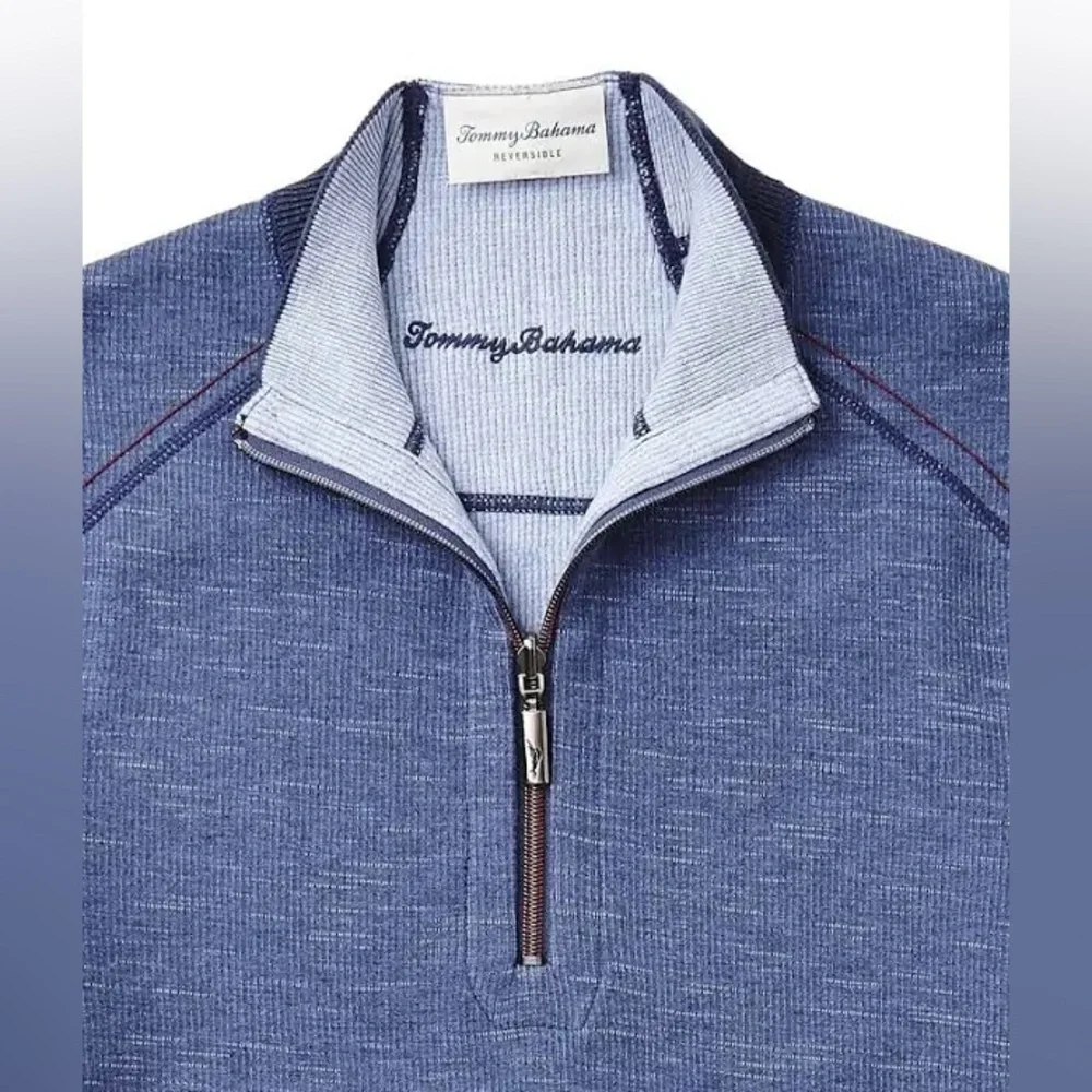 Tommy Bahama On The Double Reversible Half-Zip Sweatshirt | XLarge | Blue/Navy